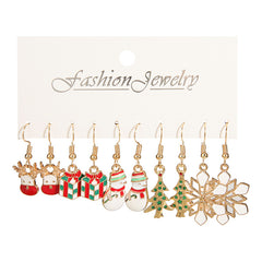 Holiday Style Christmas Stud Earrings Set - Santa Claus & Christmas Tree Decor