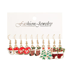 Holiday Style Christmas Stud Earrings Set - Santa Claus & Christmas Tree Decor