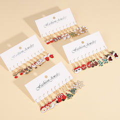 Holiday Style Christmas Stud Earrings Set - Santa Claus & Christmas Tree Decor
