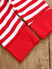 Baby Girls Christmas Outfit Long Sleeve Romper & Striped Pant Set
