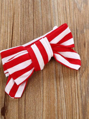 Baby Girls Christmas Outfit Long Sleeve Romper & Striped Pant Set