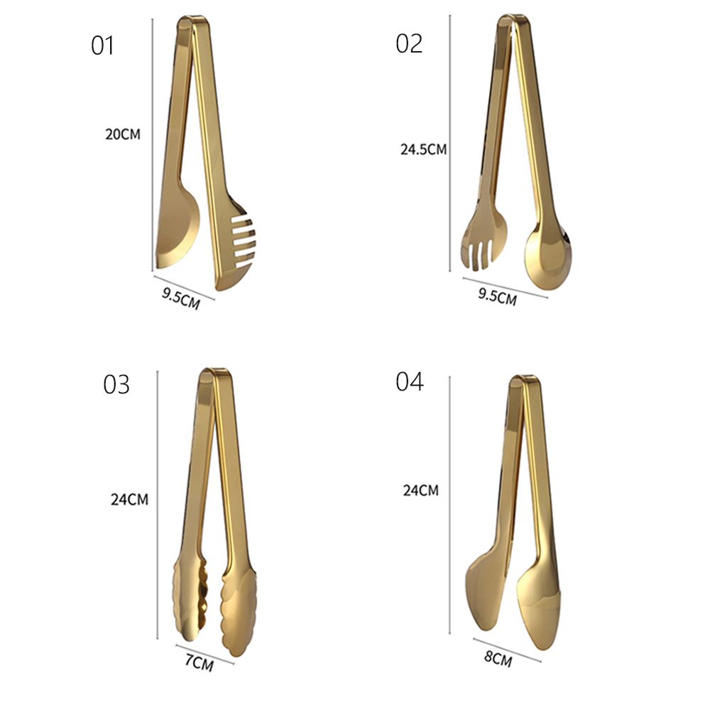 Stainless Steel Golden BBQ Food Tongs for Grilling