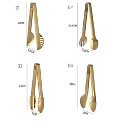 Stainless Steel Golden BBQ Food Tongs for Grilling