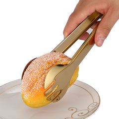 Stainless Steel Golden BBQ Food Tongs for Grilling