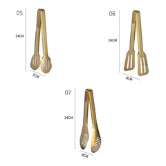 Stainless Steel Golden BBQ Food Tongs for Grilling
