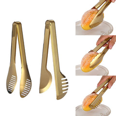 Stainless Steel Golden BBQ Food Tongs for Grilling