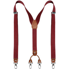Men's Retro PU Leather Suspenders 4 Clips Y-shaped Back Braces