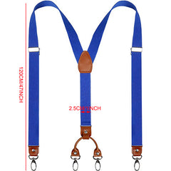 Men's Retro PU Leather Suspenders 4 Clips Y-shaped Back Braces