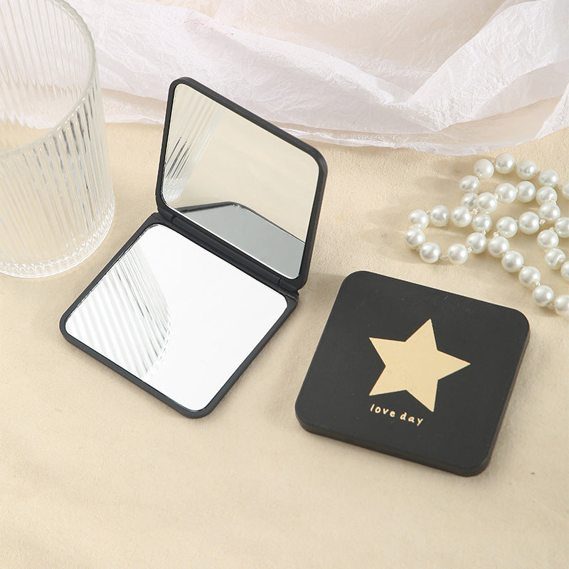 Star Pattern Square Folding Mirror Double Side Compact Mirror