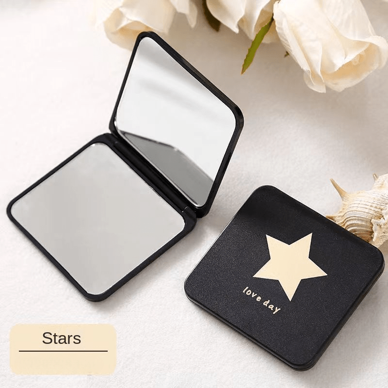 Star Pattern Square Folding Mirror Double Side Compact Mirror