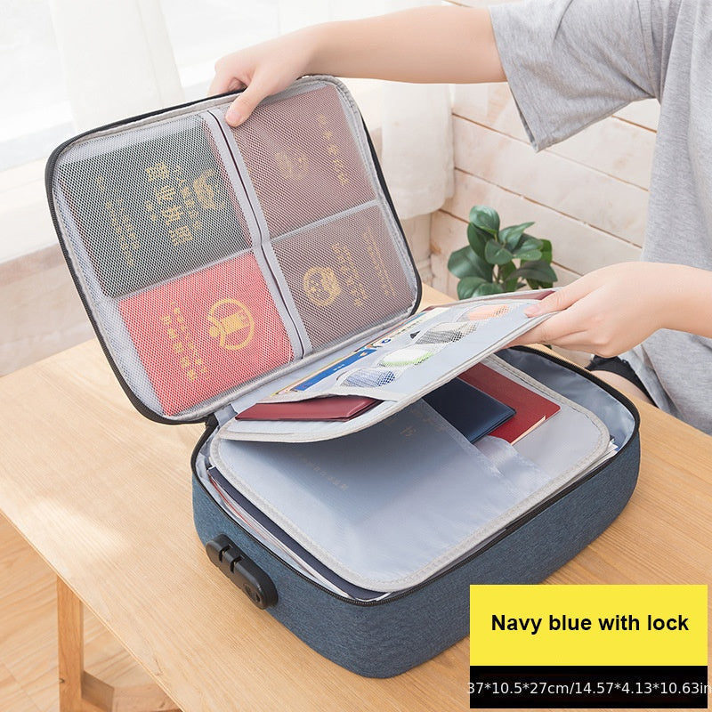 Fireproof Document Bag with Lock 3-Layer File Storage Case