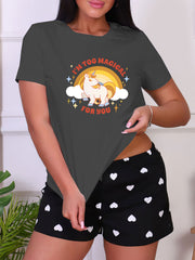Cartoon Unicorn Print Sleep Top Women's Sleepwear