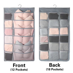 Double Sided Hanging Underwear Organizer Mesh Grid Bra Storage Bag