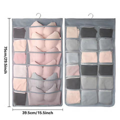 Double Sided Hanging Underwear Organizer Mesh Grid Bra Storage Bag