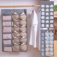 Double Sided Hanging Underwear Organizer Mesh Grid Bra Storage Bag
