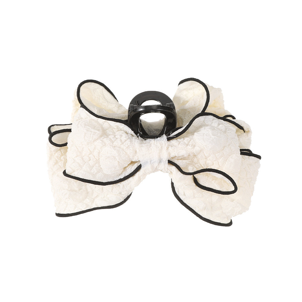Sweet Bow Hair Claw Contrast Trim Bowknot Hair Clip Ponytail Holder