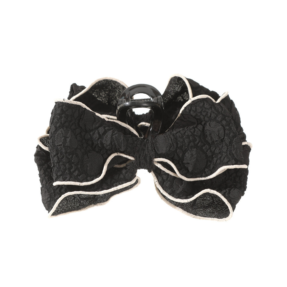 Sweet Bow Hair Claw Contrast Trim Bowknot Hair Clip Ponytail Holder