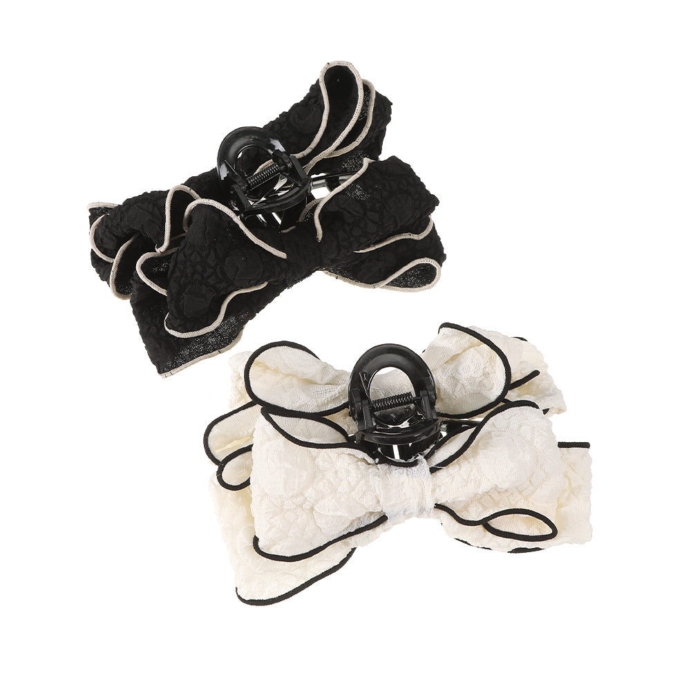 Sweet Bow Hair Claw Contrast Trim Bowknot Hair Clip Ponytail Holder
