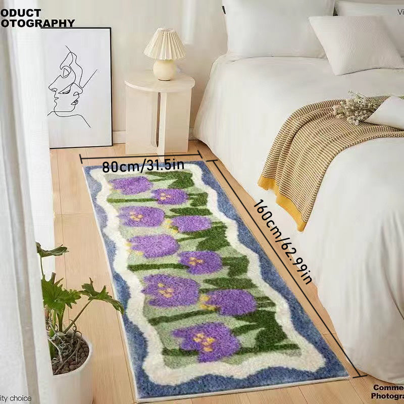 Floral Soft Bedroom Carpet - Whimsical and Fluffy