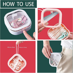 Portable Hair Band Storage Box with Q Tip Bracket and Cotton Swab Dispenser