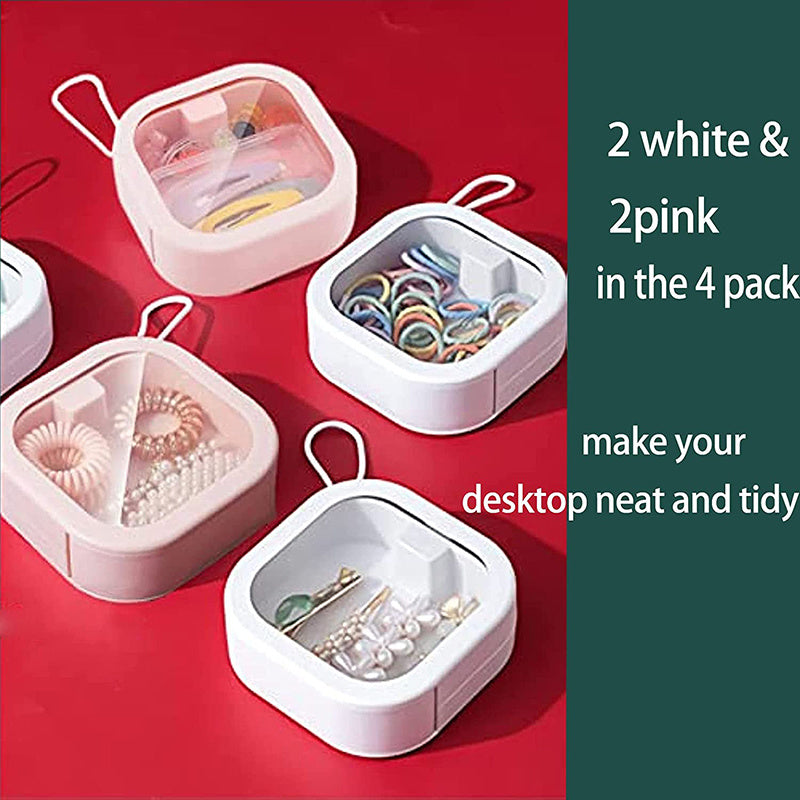 Portable Hair Band Storage Box with Q Tip Bracket and Cotton Swab Dispenser