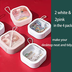 Portable Hair Band Storage Box with Q Tip Bracket and Cotton Swab Dispenser