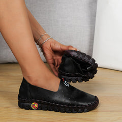 Women's Perforated Flat Slip On Loafers Soft Sole Breathable Comfy Shoes