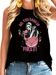 Skull & Letter Print Tank Top Sleeveless Casual Summer Women's Clothing
