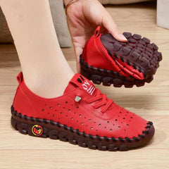 Women's Hollow Out Lace Up Flat Shoes Breathable Low Top Solid Sneakers