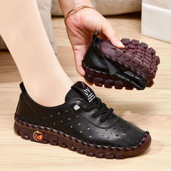 Women's Hollow Out Lace Up Flat Shoes Breathable Low Top Solid Sneakers