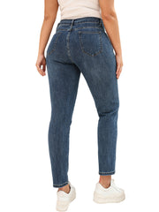 High Rise Stretchy Straight Leg Denim Pants