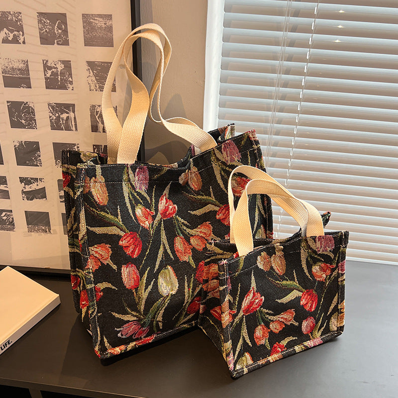 Floral Pattern Tote Square Bag Lightweight Shoulder Bag