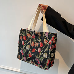 Floral Pattern Tote Square Bag Lightweight Shoulder Bag