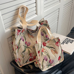 Floral Pattern Tote Square Bag Lightweight Shoulder Bag