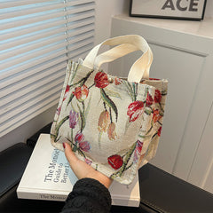 Floral Pattern Tote Square Bag Lightweight Shoulder Bag