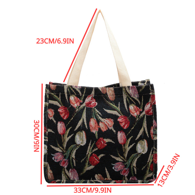 Floral Pattern Tote Square Bag Lightweight Shoulder Bag