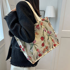 Floral Pattern Tote Square Bag Lightweight Shoulder Bag