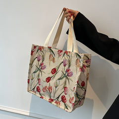 Floral Pattern Tote Square Bag Lightweight Shoulder Bag