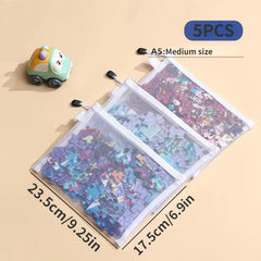 5pcs Mesh Zipper Pouchs Portable Waterproof Cosmetic Makeup Bag