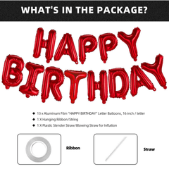 Happy Birthday Balloon Banner Letter Party Decorations 16 Inch