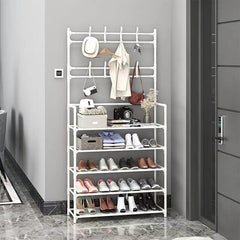 1pc Household Multifunctional Floor Hanger Shoe Rack Integrated Coat Rack