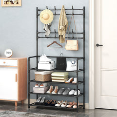 1pc Household Multifunctional Floor Hanger Shoe Rack Integrated Coat Rack