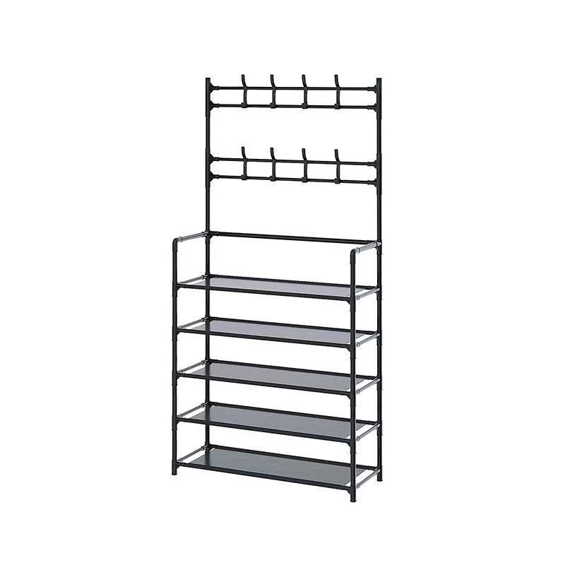 1pc Household Multifunctional Floor Hanger Shoe Rack Integrated Coat Rack