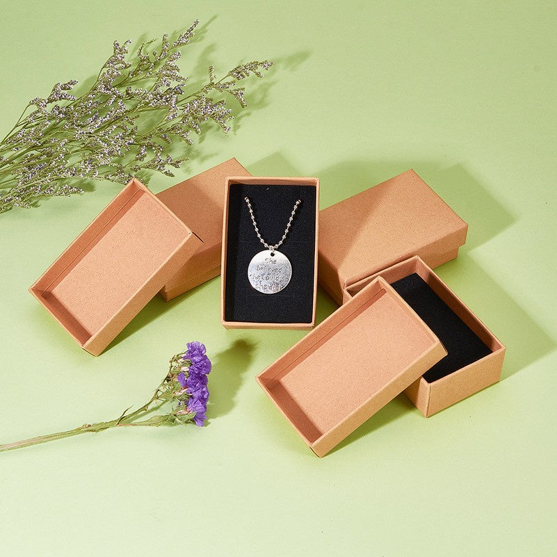24pcs Cardboard Jewelry Set Box For Ring Necklace Bracelet Tan 8x5x2