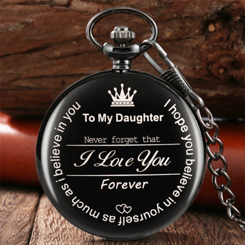 Daughter Antique Quartz Pocket Watch Retro Pocket Clock Chain