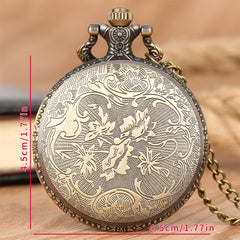 3D Elephant Engraved Vintage Skeleton Steampunk Pocket Watch