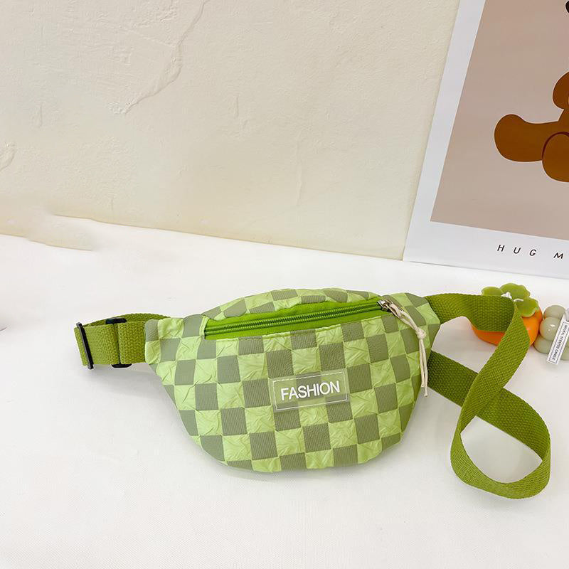 Plaid Pattern Kids Crossbody Bag Small Diagonal Outdoor Travel Chest Bag