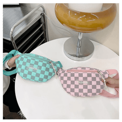 Plaid Pattern Kids Crossbody Bag Small Diagonal Outdoor Travel Chest Bag