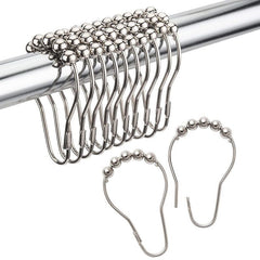 12PCS Shower Curtain Rings Metal Clips Stainless Steel Large Size Hanging Hooks