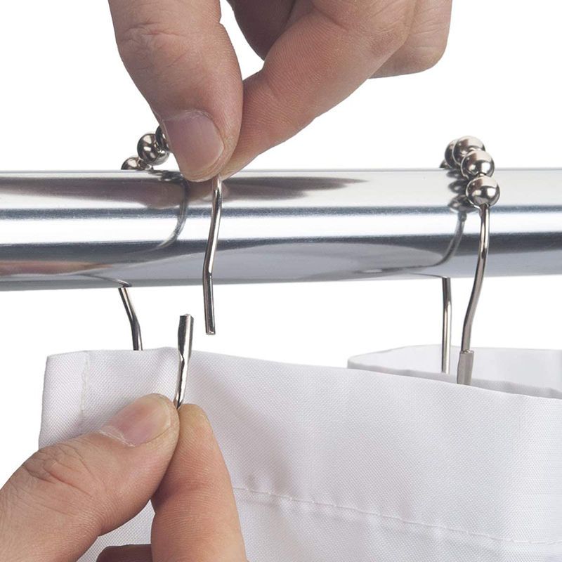 12PCS Shower Curtain Rings Metal Clips Stainless Steel Large Size Hanging Hooks